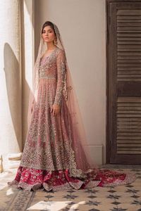 ใหม่-สวย-เจ้าสาว HEAVY--ANARKALI--WITH--LEHENGA --- ประดับด้วยลูกปัดคริสตัลหินและงาน RESHAM สำหรับงานแต่งงาน = 2021 --- - Product Image 2