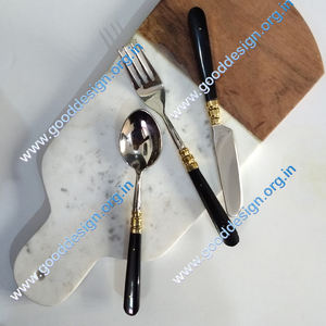 Ensemble de 3 couverts en acier inoxydable 304 au design unique avec poignée noire pour mariage de luxe et fête de Noël à bas prix - Product Image 4