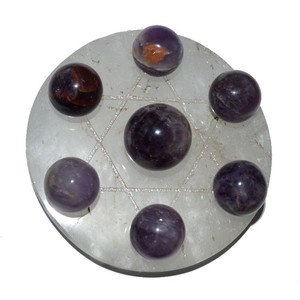 Estrella de David con Amatista y Bola de 7 Piedras sobre Cristal |   Compre una Estrella de David con Bola de 7 Piedras de Amatista sobre Cristal - Product Image 1
