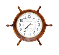 Horloge Murale en Bois Design Antique de 24 Pouces, Grande Roue de Navire, Horloge à Quartz Décorative en Bois, Affichage d'Aiguille pour le Mur du Salon