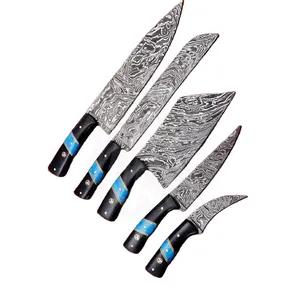 Benutzer definierte handgemachte Damaskus Professional Küchenchef Messer Set