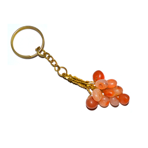 Porte-clés en pierre de carnelienne roulée en gros avec métal cuivré et impression bicolore pour clés élégantes - Product Image 1