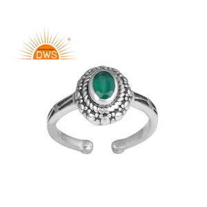 Hete Verkoop Groene Onyx Edelsteen Ring Indiase Geoxideerd 925 Sterling Zilveren Ring Antieke Ringen Sieraden Leverancier Sierlijke Collectie