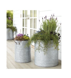 Metal Galvanize Flower Planter with Stand Farmhouse Style - Product Image 2