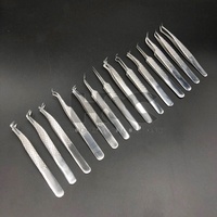 Nouvel ensemble de pinces à extensions de cils en acier inoxydable argenté de haute qualité avec poignée diamantée, logo durable