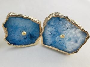 Bouton en agate bleue naturelle pour la décoration de la maison et la prospérité du bureau et la richesse pour les bijoutiers - Product Image 5