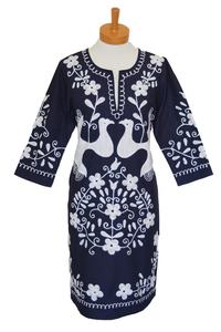 Vestido de silueta recta bohemio para mujer, la mejor oferta, venta al por mayor, Túnica de playa de verano con bordado mexicano de tono vibrante brillante - Product Image 6