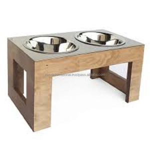 Modern Bamboo Wood <b>Raised</b> <b>Dog</b> <b>Bowl</b> with Stainless Steel Interior XL Size 100ml 200ml 250ml Volumes Cat <b>Dog</b> Food Eating Drinking - Product Image 1