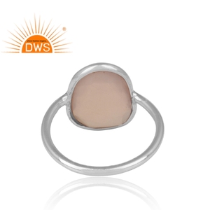 <b>Solid</b> 925 Sterling <b>Silver</b> Casual Statement Ring Jewelry Rose Chalcedony Gemstone Ring Fine Jewelry Manufacturer - Product Image 4