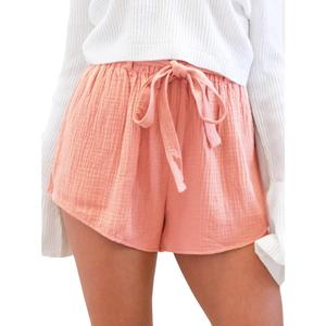 Short de motard en polyester pour femme sportif en lin tricoté fermeture à cordon décontracté coupe ample pour un usage quotidien séchage rapide taille moyenne - Product Image 4