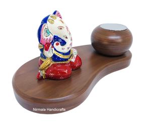 Estatua de Ganesha de Cristal Meenakari Nirmala, Artesanía, Portavelas Religioso, Soporte para Diya, Pieza Decorativa, Diya Rajasthan - Product Image 2