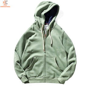 2025 sudaderas con capucha transpirables con cremallera de peso pesado para hombres, sudaderas con capucha de secado rápido y material de algodón desgastado para OEM - Product Image 2