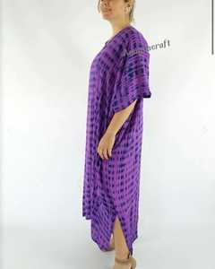 Nuevo hecho a mano bohemio verano Kaftan Maxi vestido Casual patrón Floral cubrir hasta 100% algodón de gran tamaño Tie Dye cintura Natural - Product Image 2