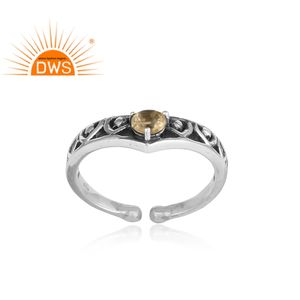 ซิทรินสีเหลืองออกซิไดซ์เครื่องประดับแหวนปรับ925เงินสเตอร์ลิงแหวนซ้อนเครื่องประดับผู้ผลิต - Product Image 2