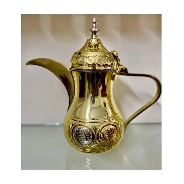 Bule de café árabe tamanho dourado e prateado, bule para café em estilo arábia, antigo, prateado e personalizado, preço de fábrica, restaurante