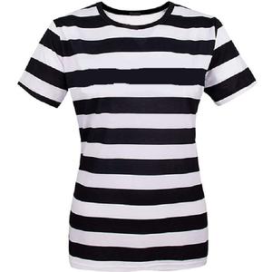 Camisetas de 100% algodón a rayas para mujer, camiseta de diseño de gran tamaño con cuello redondo de alta calidad, precio barato, venta al por mayor - Product Image 6