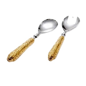 Cubiertos Laguiole de alta calidad, cuchara para ensalada, mango de diseño de maíz dorado, juego para servir barra de ensalada con mango de Metal y plástico - Product Image 1