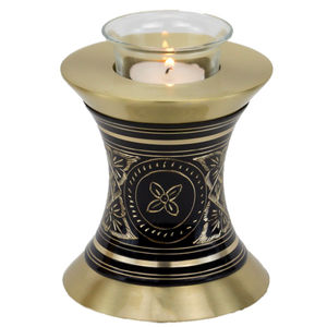 <b>Tea</b> Light Brass and Black Cremation <b>Urns</b> for Funeral Ashes Metal Brass/Aluminum - Product Image 1