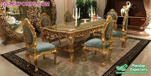 ชุดโต๊ะอาหารดีไซน์หรูหราสไตล์ยุโรป วินเทจ พร้อมเก้าอี้ คอลเลคชั่นเฟอร์นิเจอร์ห้องอาหารรอยัล - Product Image 6