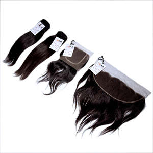 Mechones de pelo humano liso brasileño con encaje Frontal 13x4, cierre de encaje transparente suizo 4x4 5x5 - Product Image 5