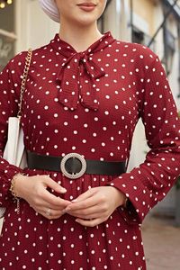 Vestido de lunares con lazo para mujer, ropa islámica, Abaya, caftán árabe, musulmán, moda islámica, calidad turca, nueva temporada - Product Image 2