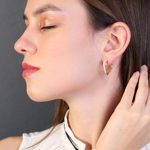 22 mm corazón delicado diseño de moda pendientes de aro turco de la joyería de la plata esterlina 925 al por mayor - Product Image 4