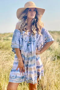 Vestidos Bodycon sin tirantes para mujer, ropa de Tie-Dye y bordado, Túnica Bohemia para fiesta de verano - Product Image 5