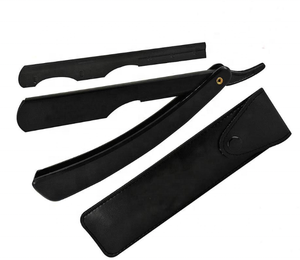 ใบมีดโกนโกนหนวดแบบตรงโกนหนวดสำหรับผู้ชาย,ใบมีดสเตนเลสสตีลใบมีดโกนโกนสีดำพร้อมกระเป๋าโฟกัสโลกที่สวยงาม - Product Image 1