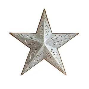 Placa de pared decorativa de metal para colgar en la pared con forma de estrella Acabado dorado Buena calidad para la decoración del hogar