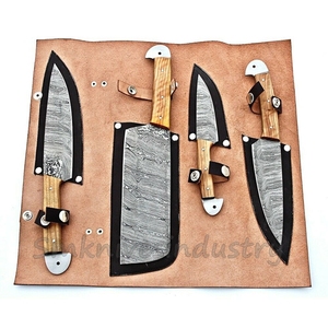 Grandsharp — ensemble de couteaux de Chef de cuisine élégants, faits à la main, damas avec kit en cuir (smk197), 04 pièces - Product Image 3