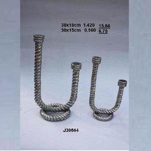 Venta caliente portavelas de aluminio fundido estilo de cuerda para dos velas niquelado decoración del hogar portavelas de Metal - Product Image 2