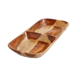 Bandeja DE SERVICIO DE MADERA hecha a mano Acabado natural Bandeja de servicio dividida de madera de acacia y mango - Product Image 1