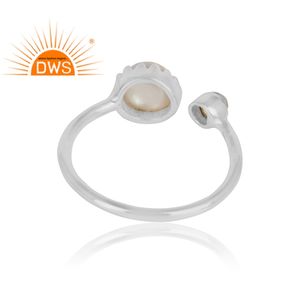 Anillo de Plata de Ley 925 con gema de cuarzo y Perla blanca Natural, joyería de diseño, para mujeres - Product Image 3