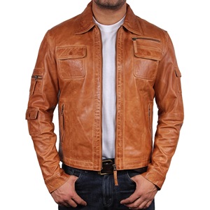 Blouson d'hiver en cuir col montant, de style Vintage, à la mode pour hommes, - Product Image 5