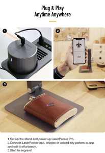 Grabador Láser <span class=keywords><strong>LaserPecker</strong></span> Pro, Máquina de Grabado Portátil y Compacta con Protector, Mini Soporte de Escritorio, Cortador Manual - Product Image 4