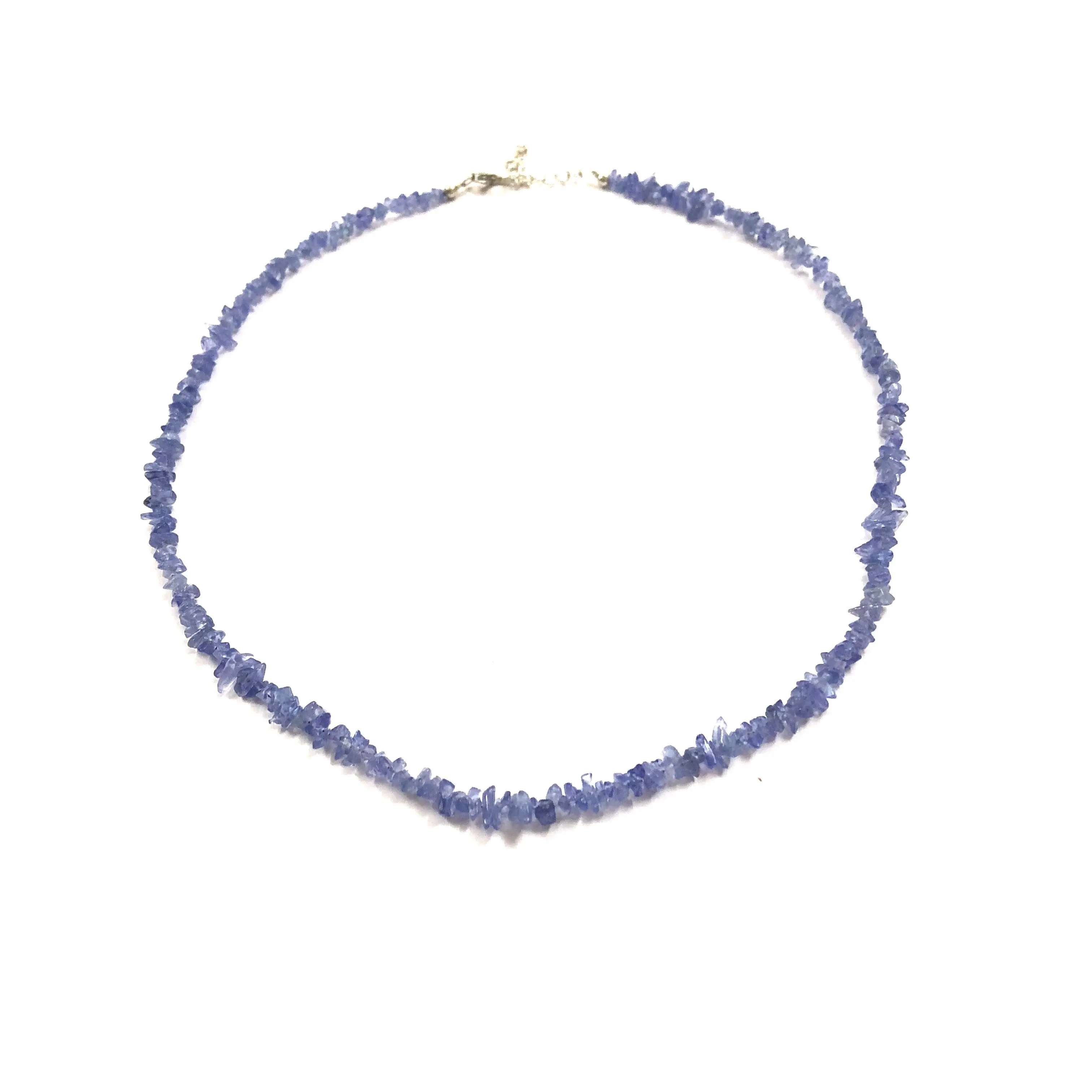 Kalung manik-manik batu permata Chip Tanzanite alami perhiasan dengan gesper perak murni 925 dari produsen harga pabrik Online