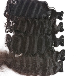 <b>Clip</b>-In Human Hair Extensions Indian Remy Hair Body Wave Double Weft Machine Made Black Color - Product Image 2