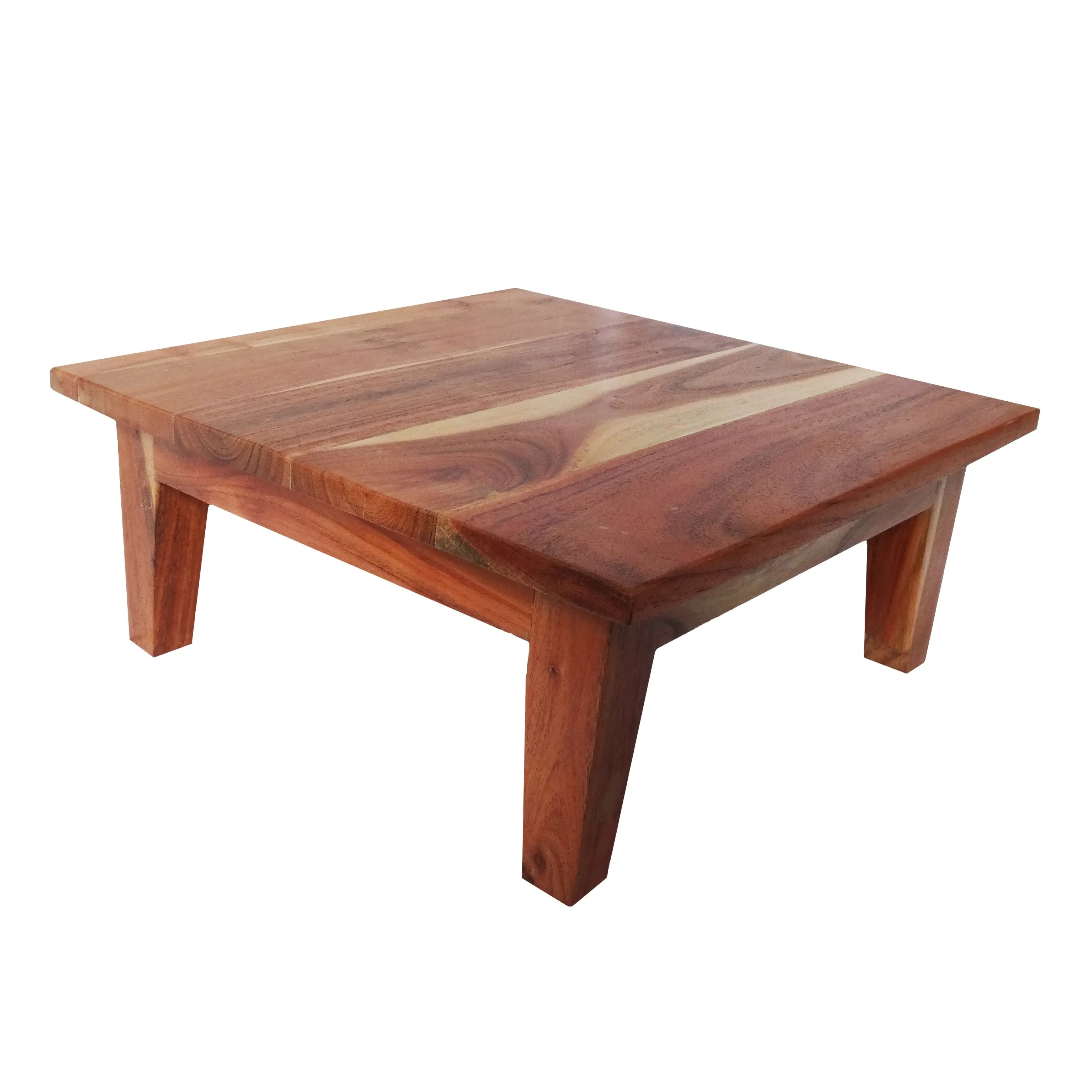 Acacia Wood Footstool Handmade Natural Wooden Low Height Foot Stool 41 (L) x 41 (W) x 16 (H) cm Size Square Shape Step Stool