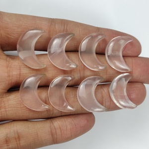 Cuentas de Piedra de Cuarzo Rosa Natural Talladas en Forma de Luna para la Fabricación de Joyas, Cuentas de Piedra de Cuarzo Talladas, Amuletos al Mejor Precio - Product Image 1