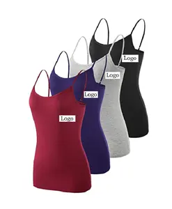 Hot selling Cheap Stock Fashion Apparel Stocks Over Stock Lots Women's Basic Solid Camisole Adjustable Strap Tank Top Custom