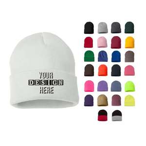 Bonnet brodé avec logo personnalisé Bonnet d'hiver tricoté en laine 100% avec patch Taille unique-Cadeau promotionnel pour nom d'entreprise - Product Image 2