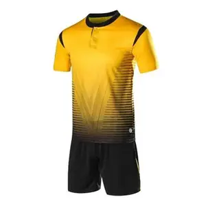 wholesale custom Black and yellow sublimation football jersey set New design cheap