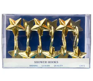 Goldene Sternform-Design-Familien-Duschvorhang-Vordäger 12-teiliges Set Paneelhaken