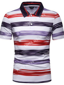 Polo de algodón 100% de alta calidad para hombre con diseño de rayas informales antiarrugas y tela de Jersey - Product Image 3