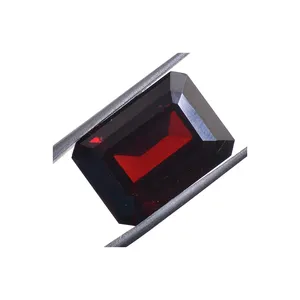 Batu permata alami buatan tangan kualitas terbaik Garnet merah 7X9 MM batu pemotong segi zamrud longgar dari pemasok untuk perhiasan