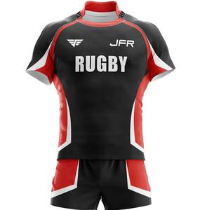 Conjuntos de uniformes de rugby personalizados 100% poliéster característica transpirable con logotipo de sublimación e impresión de números - Product Image 6