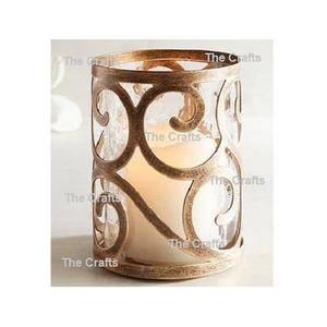 Porte-bougie rond de qualité supérieure en métal et en verre, pour la décoration de la maison et des mariages - Product Image 1