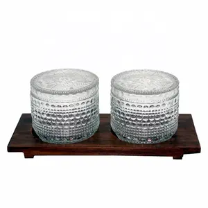 Service de vaisselle en vrac, 10 pièces, 2 pots en verre avec plateau en bois, plat de Design classique pour service de Table, ustensiles de cuisine, vente en gros