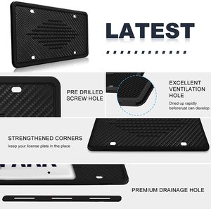 Marcos de matrícula para coche, 2 cubiertas de placa de matrícula, Universal, EE. UU., negro, TPU, soporte de matrícula - Product Image 3