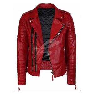Chaqueta de Cuero Genuino para Hombre, Nueva, Elegante, Color Rojo Marrón Lavado, Corte Ajustado, Estilo Casual y Urbano, Impermeable, Reversible y Ecológica - Product Image 2